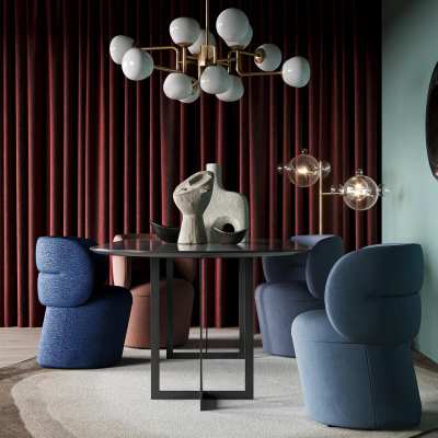 现代餐桌椅组合3D模型下载